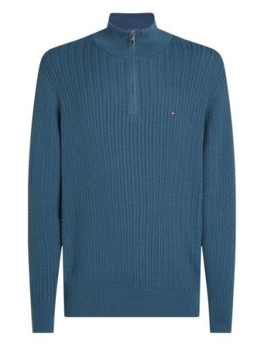 Herringb Structure Zip Mock Tommy Hilfiger Blue