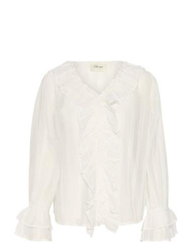 Crsadia Flounce Blouse Cream White