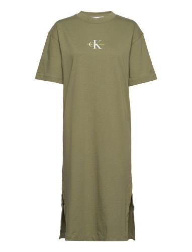 Monogram Logo T-Shirt Dress Calvin Klein Jeans Khaki