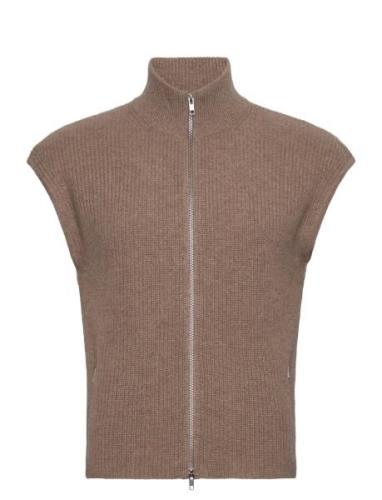 Man Zip Pockets Vest Davida Cashmere Brown