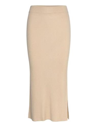 Fine Knit Rib Skirt Davida Cashmere Beige