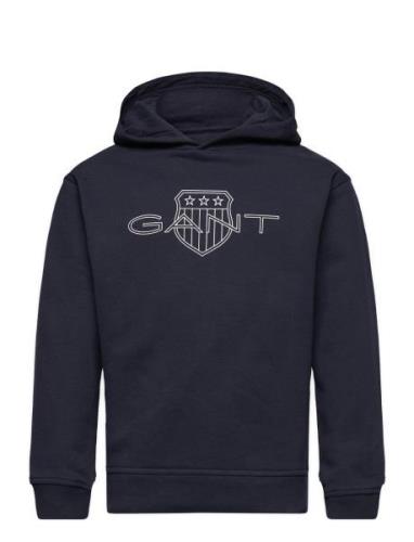 Relaxed Contrast Shield Hoodie GANT Navy