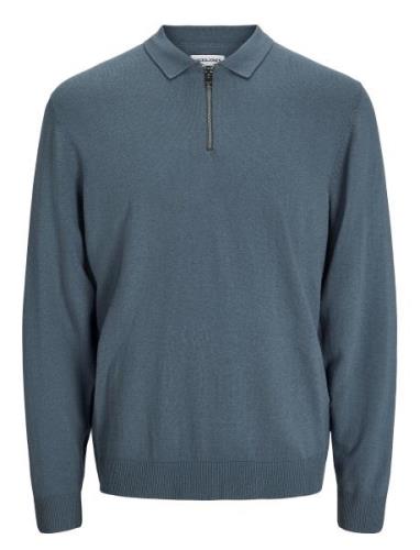 Jjeemil Knit Polo Half Zip Ls Noos Jack & J S Blue