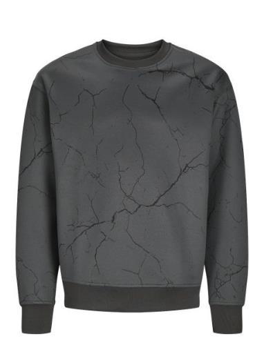 Jjkey Sporty Loose Aop Sweat Crew Ln Jnr Jack & J S Grey