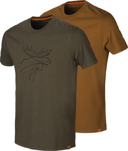 Härkila Men's Härkila Graphic T-Shirt 2-Pack Willow Green/Slate Brown