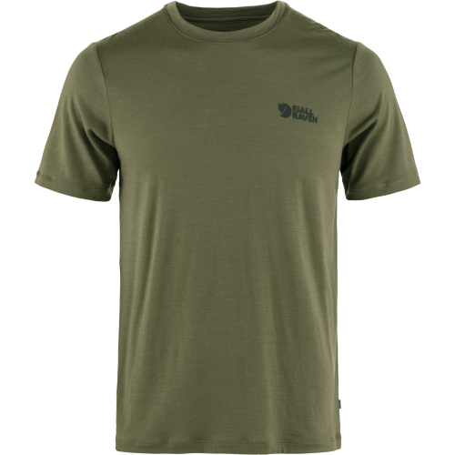 Fjällräven Men's Abisko Wool Logo Short Sleeve Laurel Green