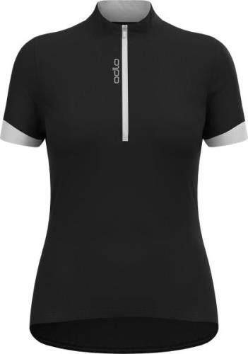 Odlo Women's T-shirt S/U Collar S/S 1/2 Zip Essential Black/White