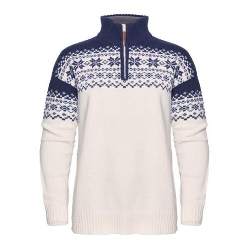 Gridarmor Women's Snøkrystall Half Zip Ullgenser White/Dark Navy