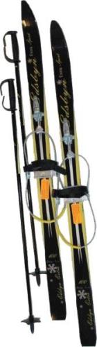 Edsbyn Kids' Ski Set with Cable Binding+Poles Black/yellow