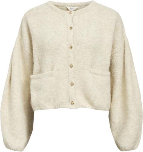 Object Objsaggia LO L/S Knit Cardigan 135 Kvinde White Sand/melange Sw...