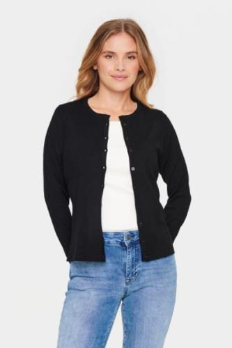 Saint Tropez Rneck Cardigan Kvinde Black Cardigans Regular Fit Str XL ...