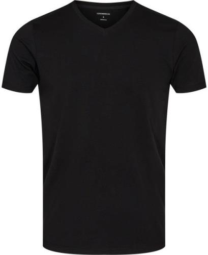 Lindbergh Mens Stretch Vneck tee S/S Mand Sort Kortærmede T-shirts Sli...