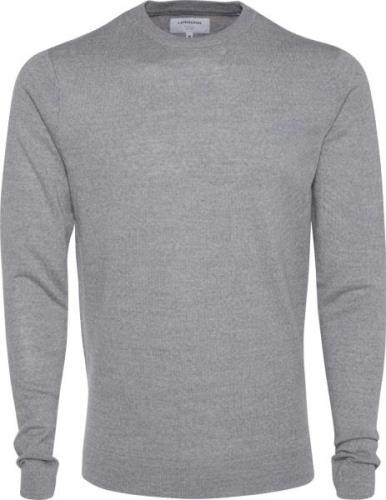 Lindbergh Merino Strik med Rund Hals Mand Lt Grey Mix Sweaters Slim Fi...