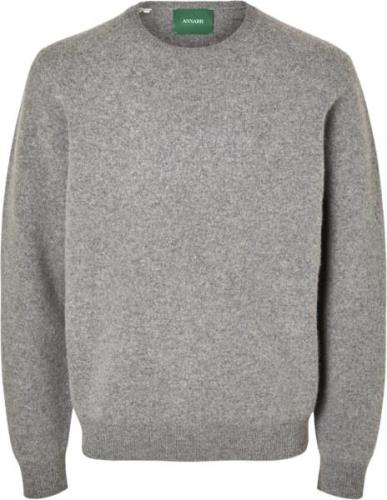 Annarr Anrragi LS Knit Wool Crew Neck Mand Grå Sweaters Str L - hos Ma...