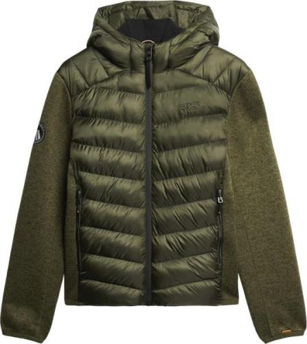 Superdry Hooded Knit Storm Hybrid JKT Mand Khaki Green Marl Overgangsj...