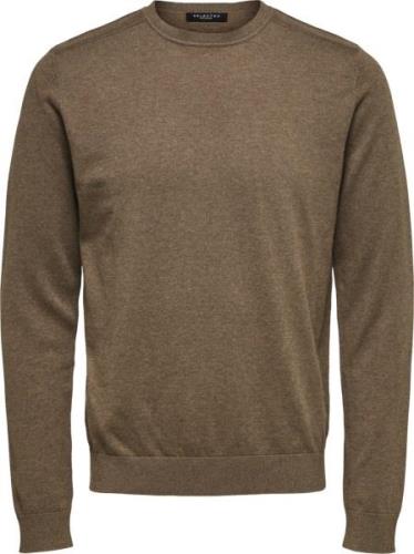 Selected Homme Slhberg Crew Neck B Noos Mand Teak/melange Sweaters Str...