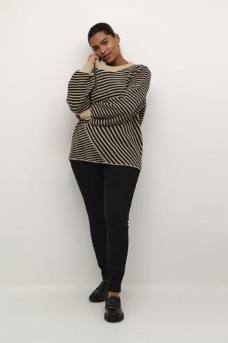 Kaffe Curve Kcverina Knit Pullover Kvinde Feather Gray Melange / Black...