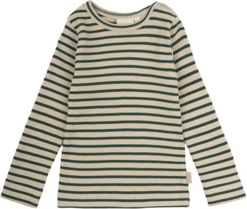 PETIT PIAO Tshirt L/S Modal Striped Str 80 cm - Emerald Green/dar Lang...