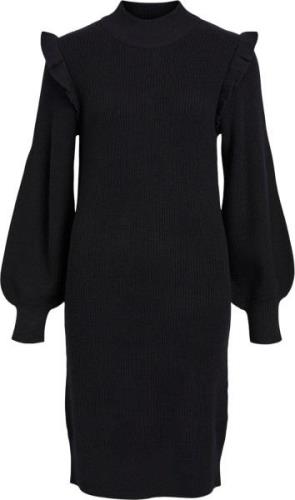 Object Objmalena L/S Ruffle Knit Dress NOO Kvinde Black Korte Kjoler S...