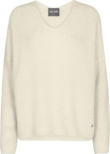 Mos Mosh Mmthora Vneck Knit Kvinde Ecru Sweaters Str L - hos Magasin