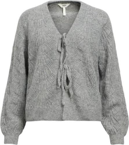 Object Objflora RE L/S Knit Cardigan Noos Kvinde Medium Grey Melange S...