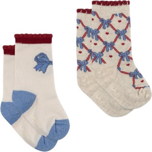 Konges Sløjd 2 Pack Jaquard BOW Socks Str 19-21 - S45014 Strømper Bomu...