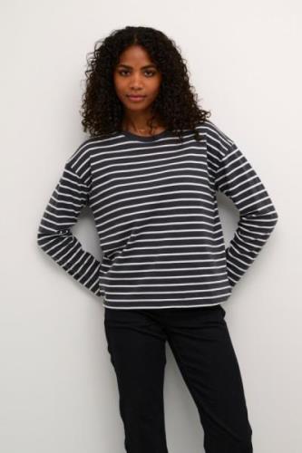 Kaffe Kawinny LS Tshirt Kvinde Black Oyster/ant. White Stripe Langærme...