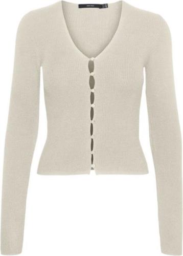 Vero Moda Vmgold RIB LS Vneck Button Pullove Kvinde Birch Cardigans St...