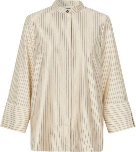 Modström Isabelmd Shirt Kvinde Summer Sand Pinstripe Langærmede Skjort...