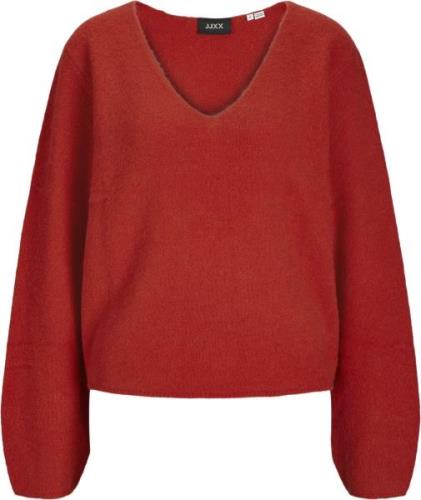 JJXX Jxevi Vneck Knit SN Kvinde Fiery Red Toppe Loose Fit Str XS - hos...