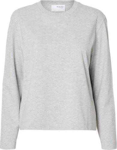 Selected Femme Slfessential LS Boxy TEE Noos Kvinde Grå Langærmede T-s...