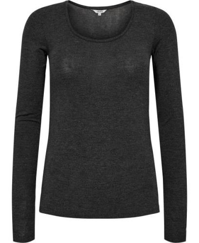 mbyM Anna top Kvinde 671 Dark Grey Mel Langærmede T-shirts Str L - Ela...