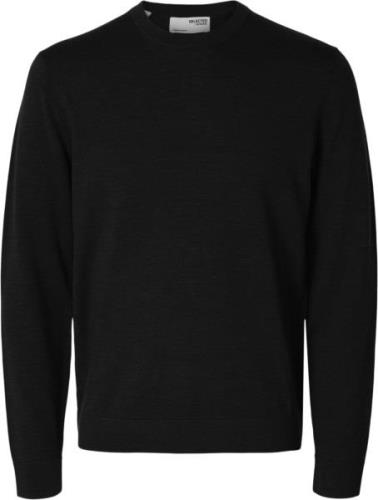 Selected Homme Slhtray LS Knit Merino Crew Neck NO Mand Sort Sweaters ...