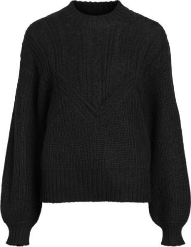 Object Objnova Stella Cable Knit Pullover Kvinde Black Sweaters Str L ...