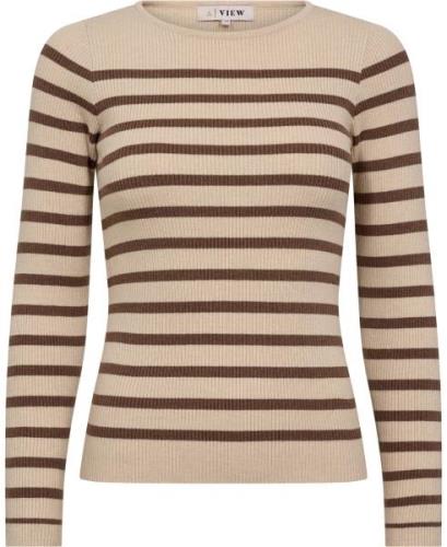 A-VIEW Lana rib Stripe Blouse Kvinde Sand/brown Sweaters Str XS - hos ...