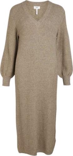 Object Objmalena L/S Knit Dress Noos Kvinde Fossil/melange Midi Kjoler...