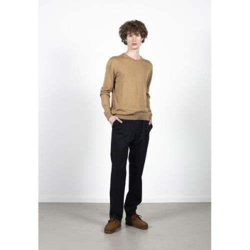 Clean Cut Copenhagen Merino Wool Crew Mand Camel Melange Sweaters Str ...