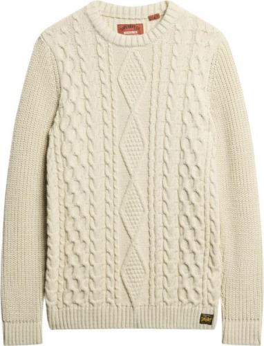 Superdry Jacob Cable Jumper Mand Ecru Sweaters Str S - hos Magasin