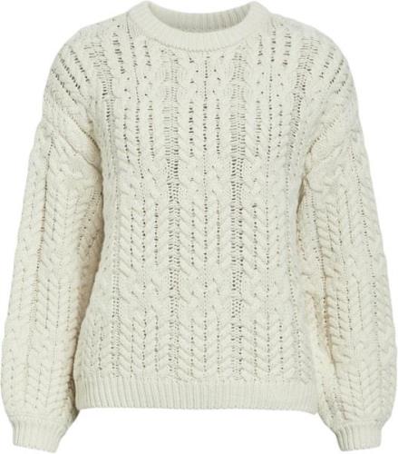 Object Objdiddi LO L/S Knit Pullover Noos Kvinde White Sand Toppe Str ...