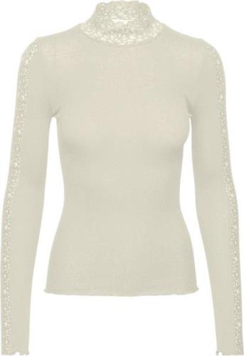 Rosemunde Long Sleeve Tshirt w/ Lace Kvinde Hvid Toppe Str L - Bomuld ...