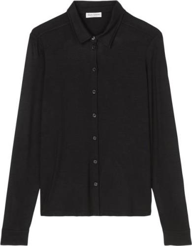 Marc O’Polo Jerseyblouse, Long Sleeve, Collar, Kvinde Black Langærmede...