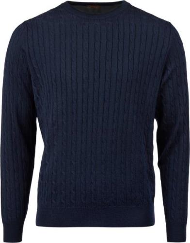 Stenströms Crew Neck Cable Merino Mand Navy Sweaters Str L Merino - ho...