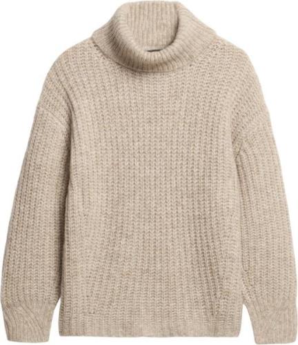 Superdry Brushed RIB Slouch NK Jumper Kvinde Light Sand Twist Sweaters...