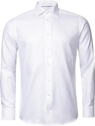 ETON Slim Fit White Textured Twill Shirt French Cuff Mand Hvid Langærm...