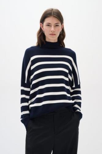 InWear Tenleyiw Turtleneck Pullover Kvinde Blue / White Sweaters Str L...