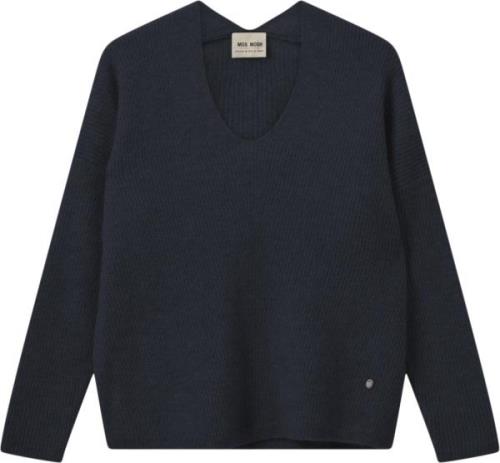 Mos Mosh Mmthora Vneck Knit Kvinde Salute Navy Sweaters Str L - hos Ma...