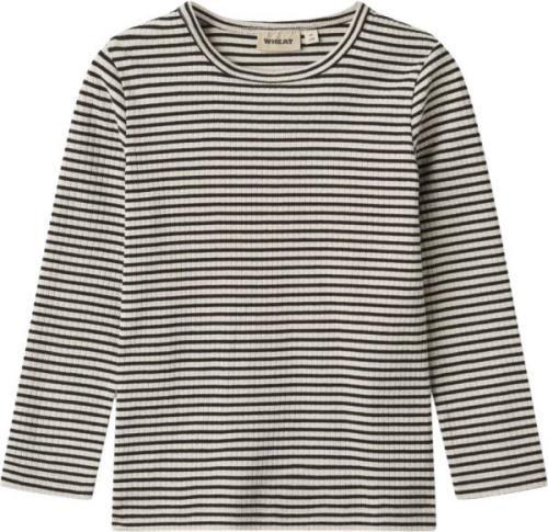 Wheat Langærmet Basis Tshirt Britt Str 3 år / 98 cm - Black Stripe Lan...