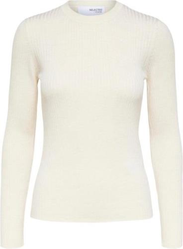 Selected Femme Slflydia NEW RIB LS Knit Oneck B Kvinde Birch/melange S...