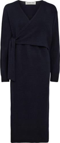 Designers Remix Carmen Wrap Dress Kvinde Midnight Blue Midi Kjoler Str...