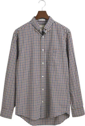 Gant REG Light Twill Gingham Shirt Mand Cacao Langærmede Skjorter Str ...